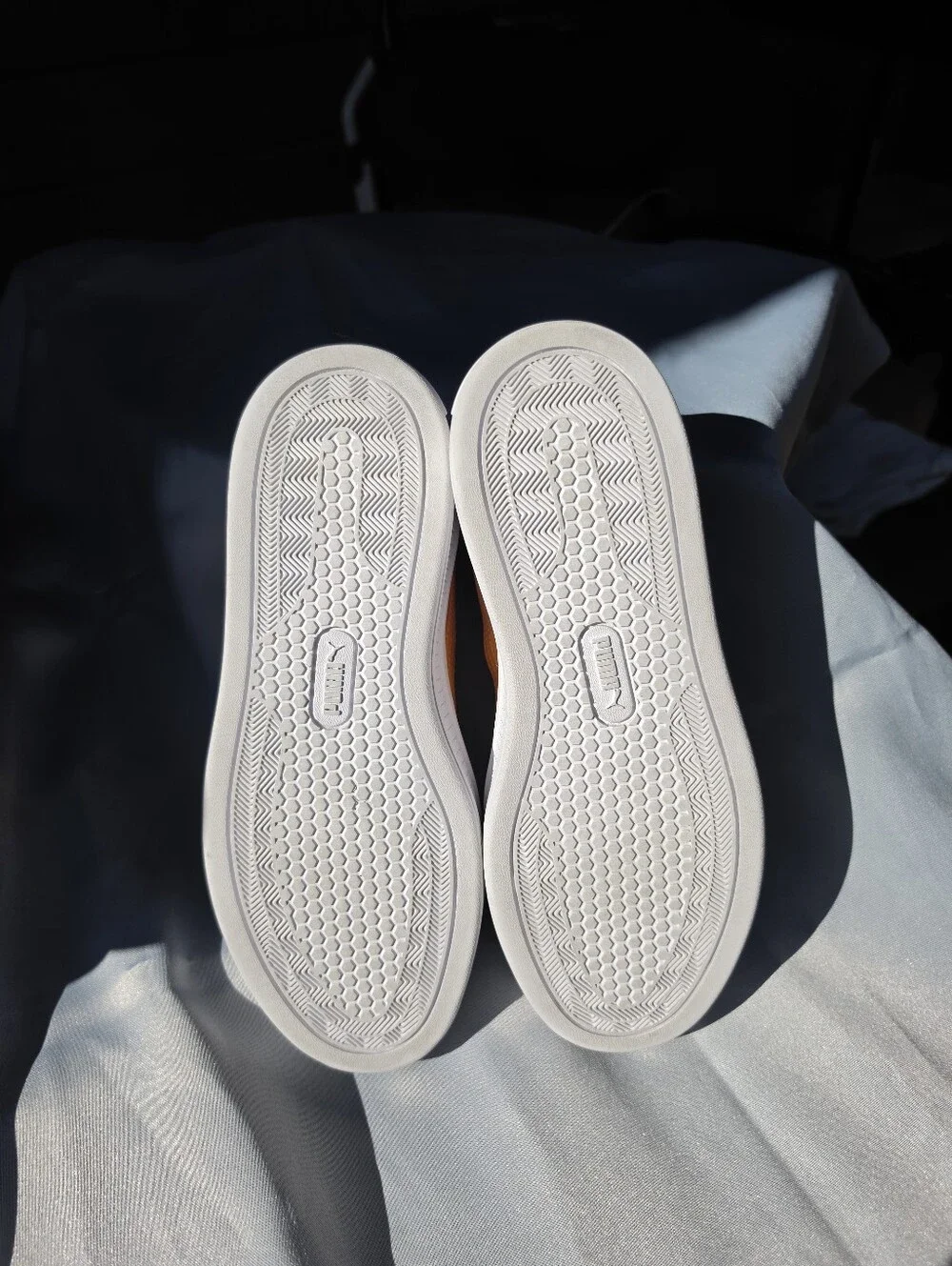 Puma White Leather Sneakers with Orange Formstrip - Women's Size 9